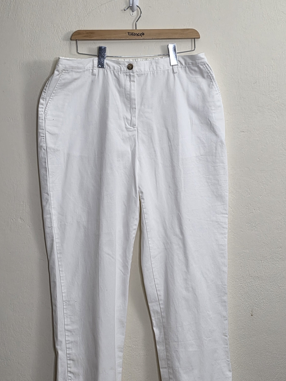Lands' End White Elastic Waist Pants
